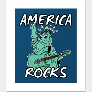 Statue Of Liberty Guitar Electric Guitarist 4th July Posters and Art